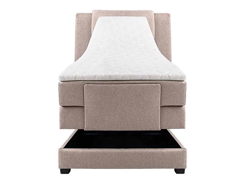 Ensemble complet boxspring tête de lit + sommiers relaxation électrique + matelas + surmatelas - 100 x 200 cm - Tissu - Beige ->Vente-unique Clearance