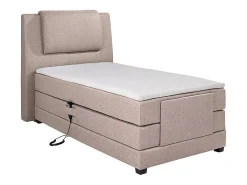 Ensemble complet boxspring tête de lit + sommiers relaxation électrique + matelas + surmatelas - 100 x 200 cm - Tissu - Beige -><noscript><img width=