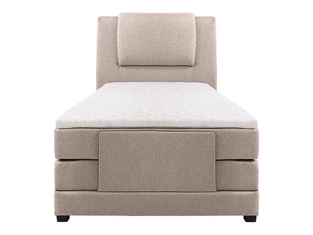 Ensemble complet boxspring tête de lit + sommiers relaxation électrique + matelas + surmatelas - 100 x 200 cm - Tissu - Beige ->Vente-unique Clearance