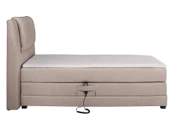 Ensemble complet boxspring tête de lit + sommiers relaxation électrique + matelas + surmatelas - 100 x 200 cm - Tissu - Beige -><noscript><img width=