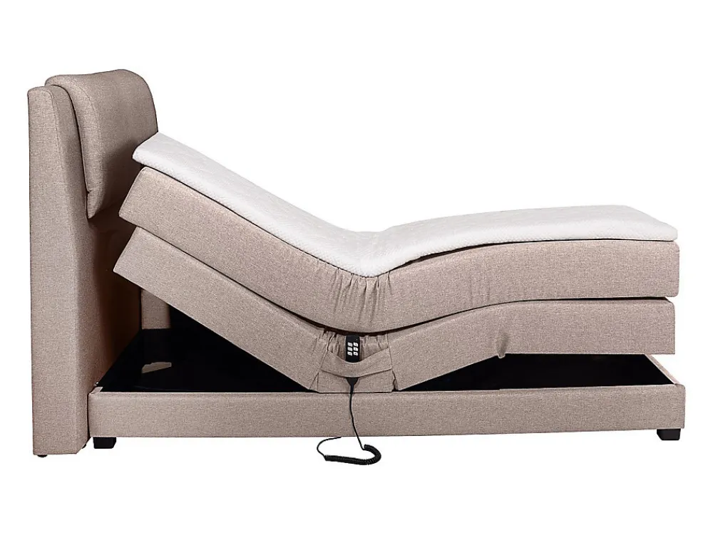Ensemble complet boxspring tête de lit + sommiers relaxation électrique + matelas + surmatelas - 100 x 200 cm - Tissu - Beige ->Vente-unique Clearance
