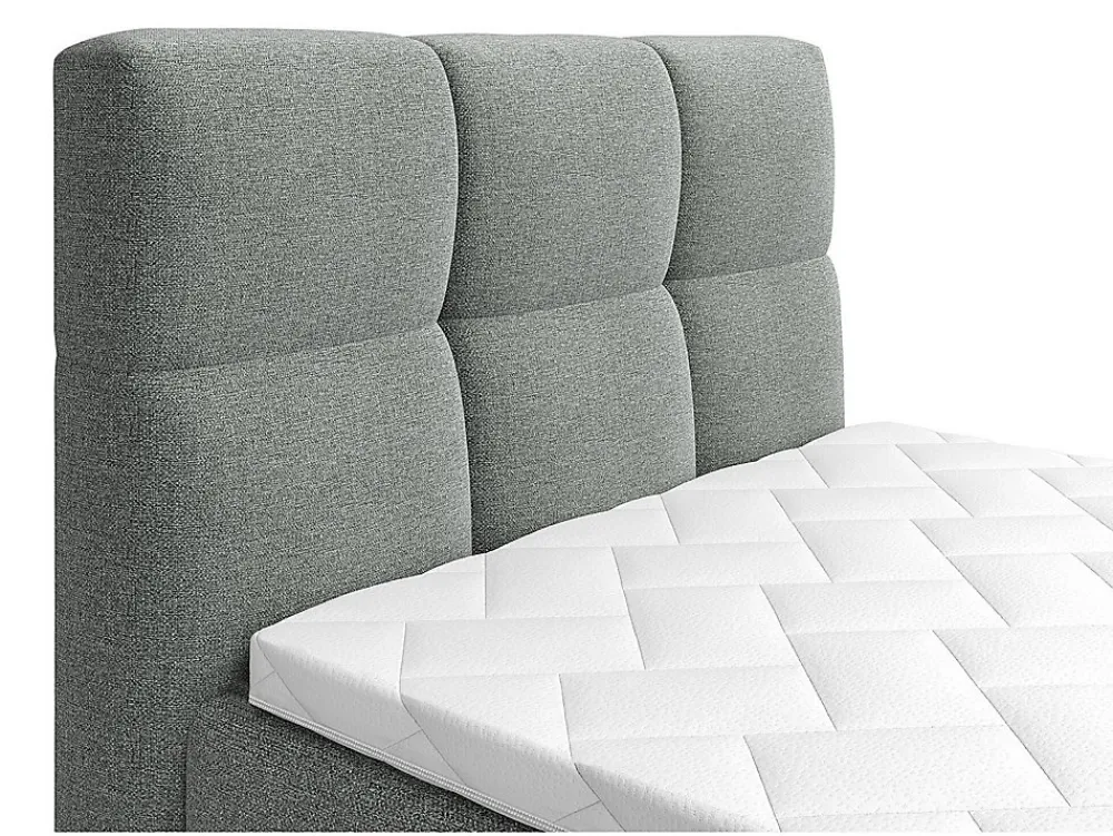 Vente-unique Ensemble complet boxspring tête de lit capitonnée + sommiers relaxation électrique + matelas + surmatelas - 100 x 200 cm - Tissu -* Lit Simple