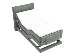 Vente-unique Ensemble complet boxspring tête de lit capitonnée + sommiers relaxation électrique + matelas + surmatelas - 100 x 200 cm - Tissu -* Lit Simple