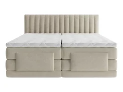 Vente-unique Ensemble complet boxspring tête de lit coutures verticales + sommiers relaxation électrique + matelas + surmatelas - 2 x 90 x 200* Lit Double