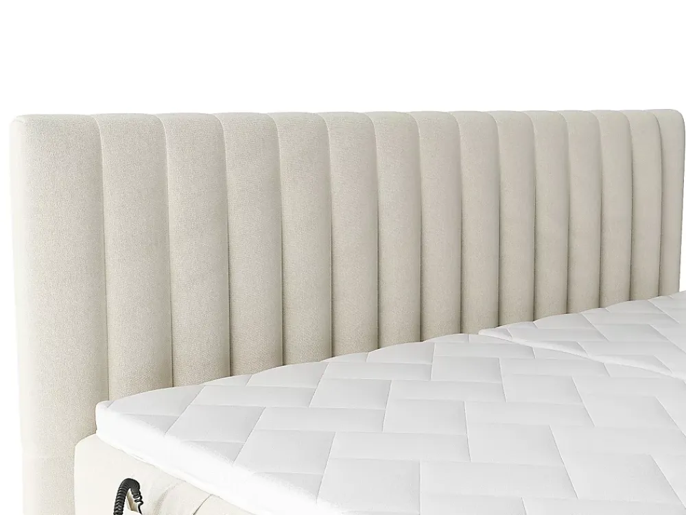 Vente-unique Ensemble complet boxspring tête de lit coutures verticales + sommiers relaxation électrique + matelas + surmatelas - 2 x 90 x 200* Lit Double