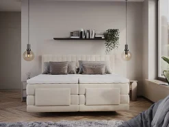 Vente-unique Ensemble complet boxspring tête de lit coutures verticales + sommiers relaxation électrique + matelas + surmatelas - 2 x 90 x 200* Lit Double
