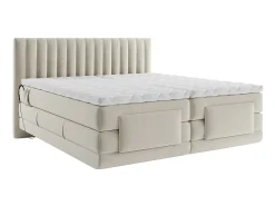 Vente-unique Ensemble complet boxspring tête de lit coutures verticales + sommiers relaxation électrique + matelas + surmatelas - 2 x 90 x 200* Lit Double