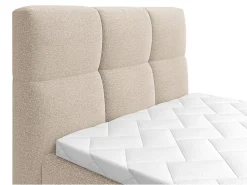 Ensemble complet boxspring tête de lit capitonnée + sommiers relaxation électrique + matelas + surmatelas - 100 x 200 cm - Tissu -><noscript><img width=