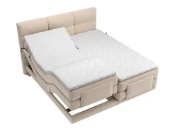 Ensemble complet boxspring tête de lit capitonnée + sommiers relaxation électrique + matelas + surmatelas - 2 x 80 x 200 cm -><noscript><img width=