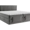 Ensemble complet boxspring tête de lit coutures verticales + sommiers relaxation électrique + matelas + surmatelas - 2 x 90 x 200>Vente-unique Online