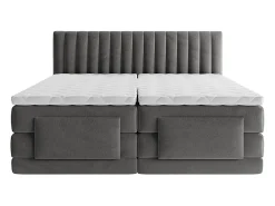 Ensemble complet boxspring tête de lit coutures verticales + sommiers relaxation électrique + matelas + surmatelas - 2 x 90 x 200><noscript><img width=