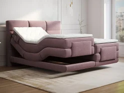 Ensemble complet boxspring tête de lit capitonnée + sommiers relaxation électrique + matelas + surmatelas - 2 x 90 x 200 cm ->Vente-unique New