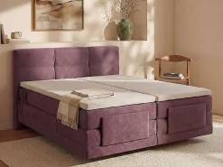 Ensemble complet boxspring tête de lit capitonnée + sommiers relaxation électrique + matelas + surmatelas - 2 x 90 x 200 cm -><noscript><img width=