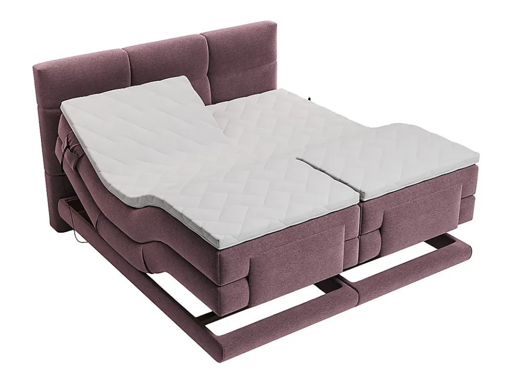 Ensemble complet boxspring tête de lit capitonnée + sommiers relaxation électrique + matelas + surmatelas - 2 x 90 x 200 cm ->Vente-unique New