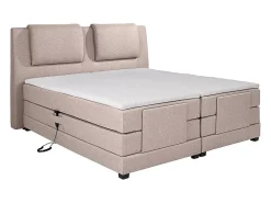 Vente-unique Ensemble complet boxspring tête de lit + sommiers relaxation électrique + matelas + surmatelas - 2 x 90 x 200 cm - Tissu - Beige* Lit Double