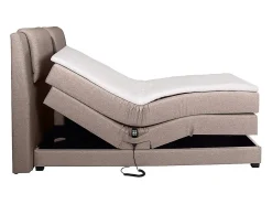 Vente-unique Ensemble complet boxspring tête de lit + sommiers relaxation électrique + matelas + surmatelas - 2 x 90 x 200 cm - Tissu - Beige* Lit Double