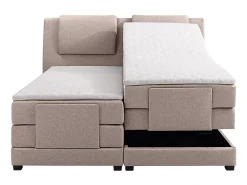 Vente-unique Ensemble complet boxspring tête de lit + sommiers relaxation électrique + matelas + surmatelas - 2 x 90 x 200 cm - Tissu - Beige* Lit Double