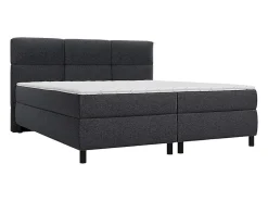 Ensemble complet boxspring tête de lit capitonnée + sommiers + matelas + surmatelas - 2 x 90 x 200 cm - Tissu - Anthracite - LODI>Vente-unique Clearance