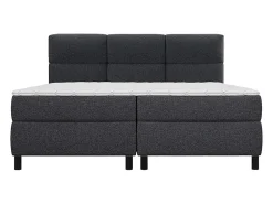 Ensemble complet boxspring tête de lit capitonnée + sommiers + matelas + surmatelas - 2 x 90 x 200 cm - Tissu - Anthracite - LODI><noscript><img width=