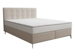 Ensemble complet boxspring tête de lit capitonnée + sommier + matelas + surmatelas - 180 x 200 cm - Tissu - Beige - INAO de YSMÉE>Vente-unique New