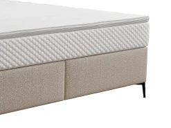 Ensemble complet boxspring tête de lit capitonnée + sommier + matelas + surmatelas - 180 x 200 cm - Tissu - Beige - INAO de YSMÉE><noscript><img width=