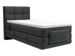 Vente-unique Ensemble complet boxspring tête de lit capitonnée + sommiers relaxation électrique + matelas + surmatelas - 100 x 200 cm - Tissu -* Lit Simple