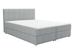 Vente-unique Ensemble complet boxspring tête de lit + sommier + matelas + surmatelas - 180 x 200 cm - Tissu - Gris clair - ONAN de YSMÉE* Lit Double