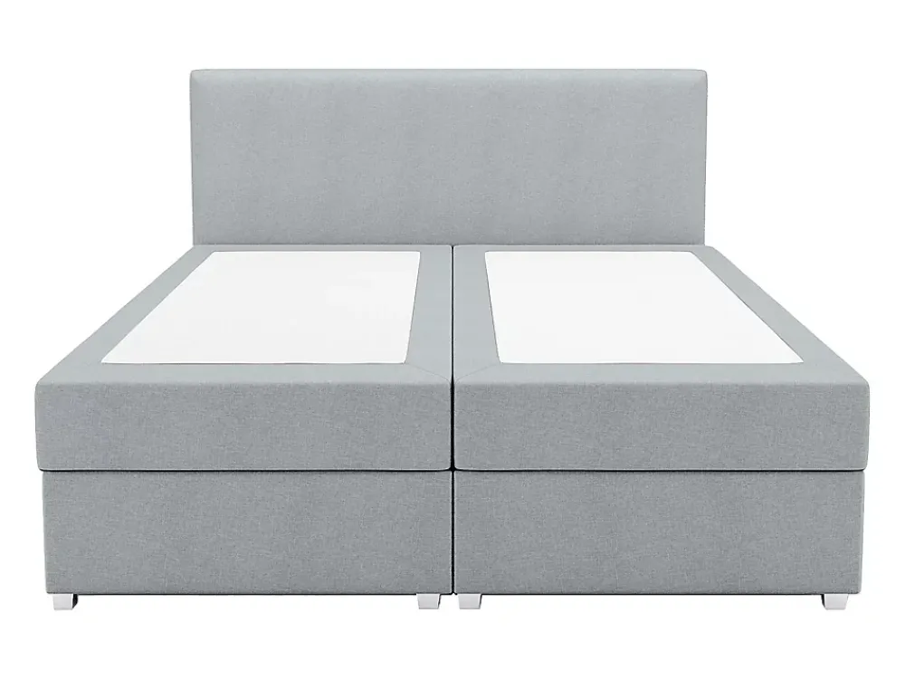 Vente-unique Ensemble complet boxspring tête de lit + sommier + matelas + surmatelas - 180 x 200 cm - Tissu - Gris clair - ONAN de YSMÉE* Lit Double