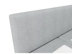 Vente-unique Ensemble complet boxspring tête de lit + sommier + matelas + surmatelas - 180 x 200 cm - Tissu - Gris clair - ONAN de YSMÉE* Lit Double