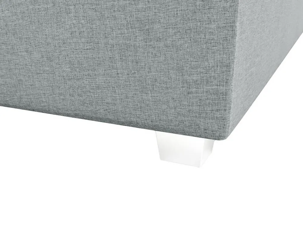 Vente-unique Ensemble complet boxspring tête de lit + sommier + matelas + surmatelas - 180 x 200 cm - Tissu - Gris clair - ONAN de YSMÉE* Lit Double