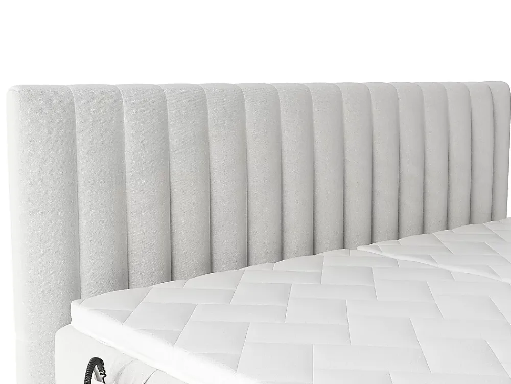 Vente-unique Ensemble complet boxspring tête de lit coutures verticales + sommiers relaxation électrique + matelas + surmatelas - 2 x 90 x 200* Lit Double