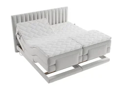 Vente-unique Ensemble complet boxspring tête de lit coutures verticales + sommiers relaxation électrique + matelas + surmatelas - 2 x 90 x 200* Lit Double