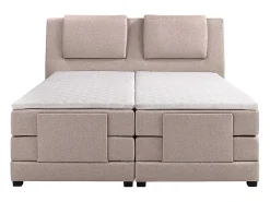 Vente-unique Ensemble complet boxspring tête de lit + sommiers relaxation électrique + matelas + surmatelas - 2 x 80 x 200 cm - Tissu - Beige* Lit Double