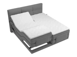 Vente-unique Ensemble complet boxspring tête de lit capitonnée + sommiers relaxation électrique + matelas + surmatelas - 2 x 90 x 200 cm -* Lit Double