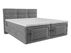 Vente-unique Ensemble complet boxspring tête de lit capitonnée + sommiers relaxation électrique + matelas + surmatelas - 2 x 90 x 200 cm -* Lit Double