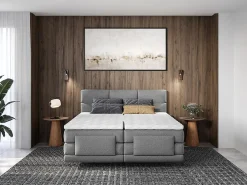 Vente-unique Ensemble complet boxspring tête de lit capitonnée + sommiers relaxation électrique + matelas + surmatelas - 2 x 90 x 200 cm -* Lit Double