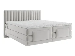 Ensemble complet boxspring tête de lit coutures verticales + sommiers relaxation électrique + matelas + surmatelas - 2 x 80 x 200>Vente-unique Online