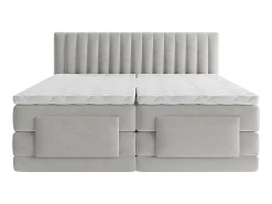 Ensemble complet boxspring tête de lit coutures verticales + sommiers relaxation électrique + matelas + surmatelas - 2 x 80 x 200><noscript><img width=