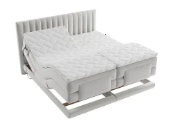 Ensemble complet boxspring tête de lit coutures verticales + sommiers relaxation électrique + matelas + surmatelas - 2 x 80 x 200><noscript><img width=