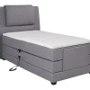 Vente-unique Ensemble complet boxspring tête de lit + sommiers relaxation électrique + matelas + surmatelas - 100 x 200 cm - Tissu - Gris clair* Lit Simple