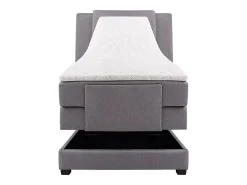 Vente-unique Ensemble complet boxspring tête de lit + sommiers relaxation électrique + matelas + surmatelas - 100 x 200 cm - Tissu - Gris clair* Lit Simple