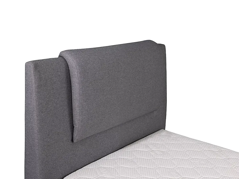Vente-unique Ensemble complet boxspring tête de lit + sommiers relaxation électrique + matelas + surmatelas - 100 x 200 cm - Tissu - Gris clair* Lit Simple