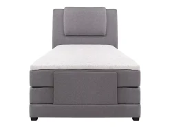 Vente-unique Ensemble complet boxspring tête de lit + sommiers relaxation électrique + matelas + surmatelas - 100 x 200 cm - Tissu - Gris clair* Lit Simple