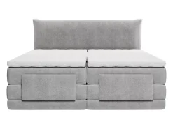 Vente-unique Ensemble complet boxspring tête de lit + sommiers relaxation électrique + matelas + surmatelas - 2 x 90 x 200 cm - Tissu - Gris* Lit Double