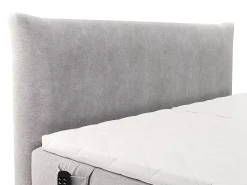 Vente-unique Ensemble complet boxspring tête de lit + sommiers relaxation électrique + matelas + surmatelas - 2 x 90 x 200 cm - Tissu - Gris* Lit Double