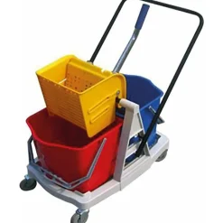 Ensemble complet chariot lavage 2 x 15L + presse + monture a  plat + 2 franges + manche>Le Plus De L'Entretien Sale