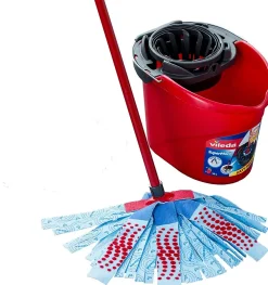 Juanio Ensemble complet de seau avec balai à franges, poignée et essoreuse torsion, capacité 10 L* Serpillère