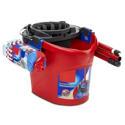 Juanio Ensemble complet de seau avec balai à franges, poignée et essoreuse torsion, capacité 10 L* Serpillère