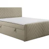 Ensemble complet literie déco tête de lit + sommiers coffre + matelas + surmatelas - 160 x 200 cm - Velours - Taupe - MAKANA de>Vente-unique Outlet