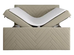 Ensemble complet literie déco tête de lit + sommiers coffre + matelas + surmatelas - 160 x 200 cm - Velours - Taupe - MAKANA de><noscript><img width=